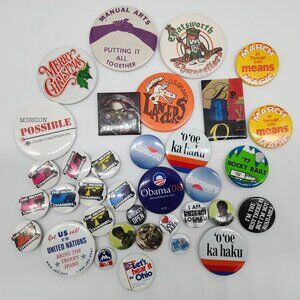 Vintage Pinback Button Collection 1980s 90s 2000s Train George Benson Obama 35